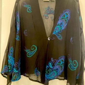 Chicos embroidered over jacket, great for holidays